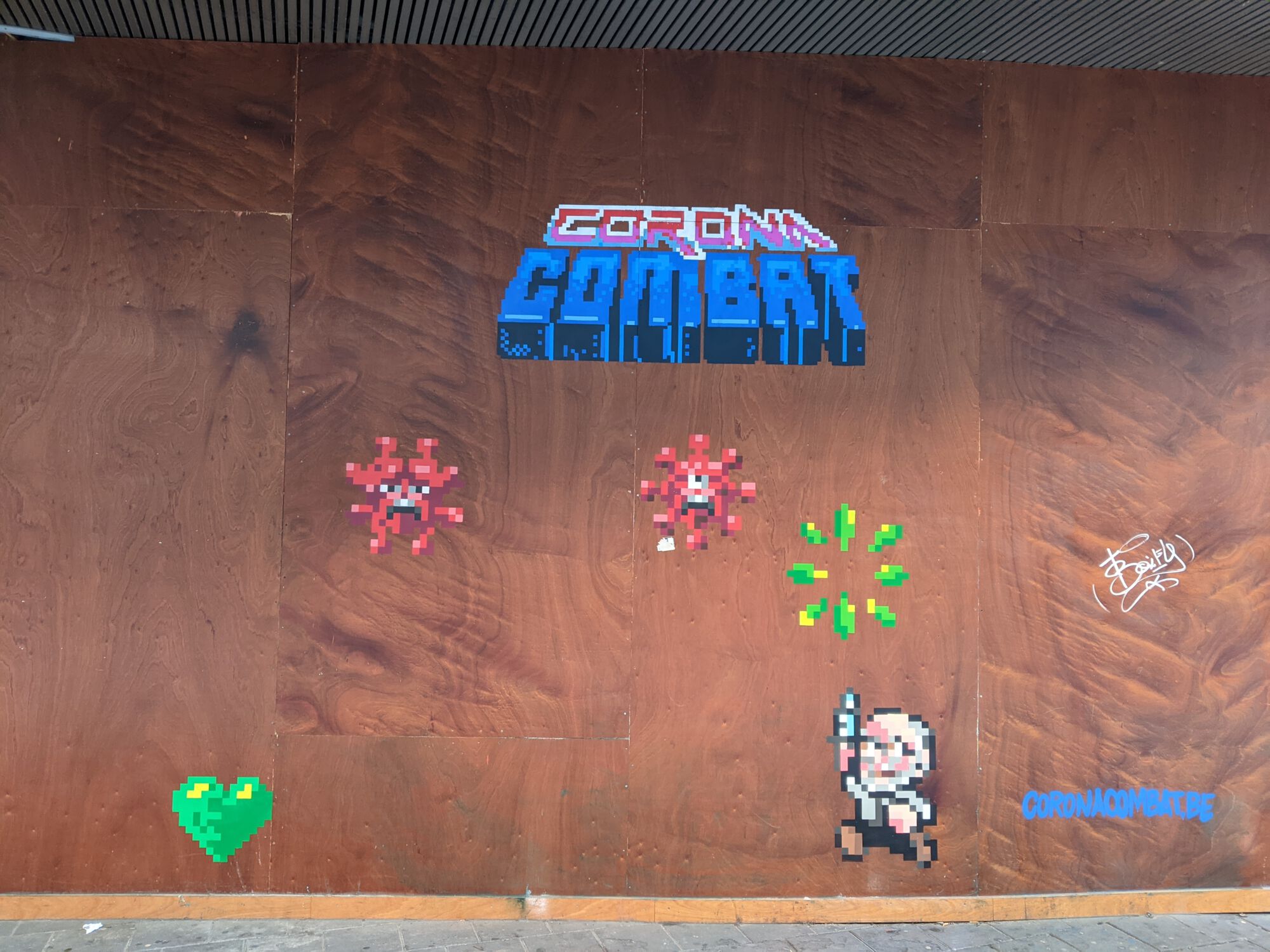 Corona Combat graffiti