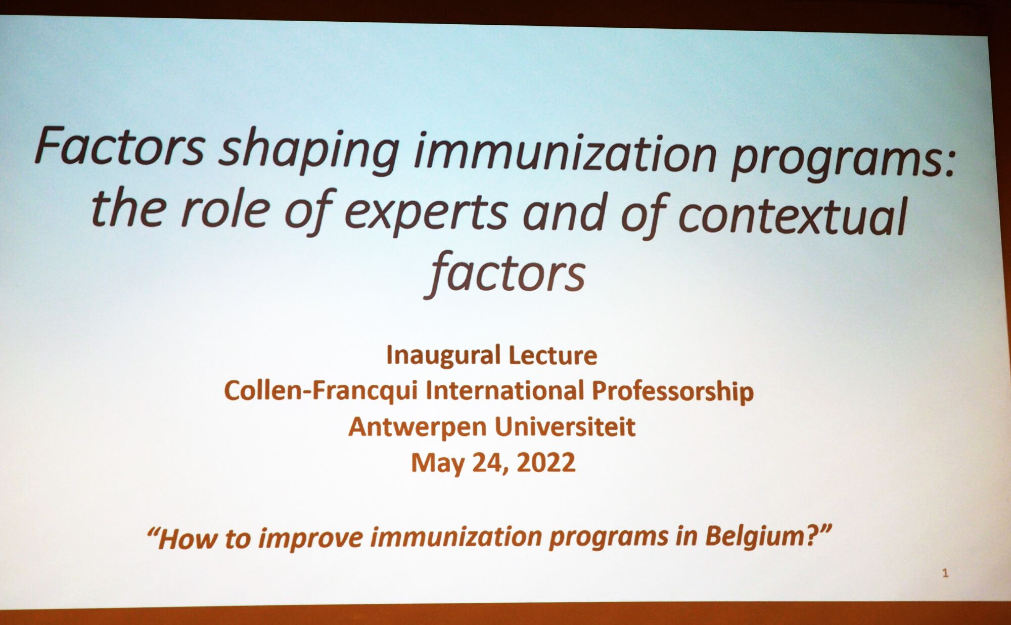 International Collen-Francqui Professor: Philippe De Wals